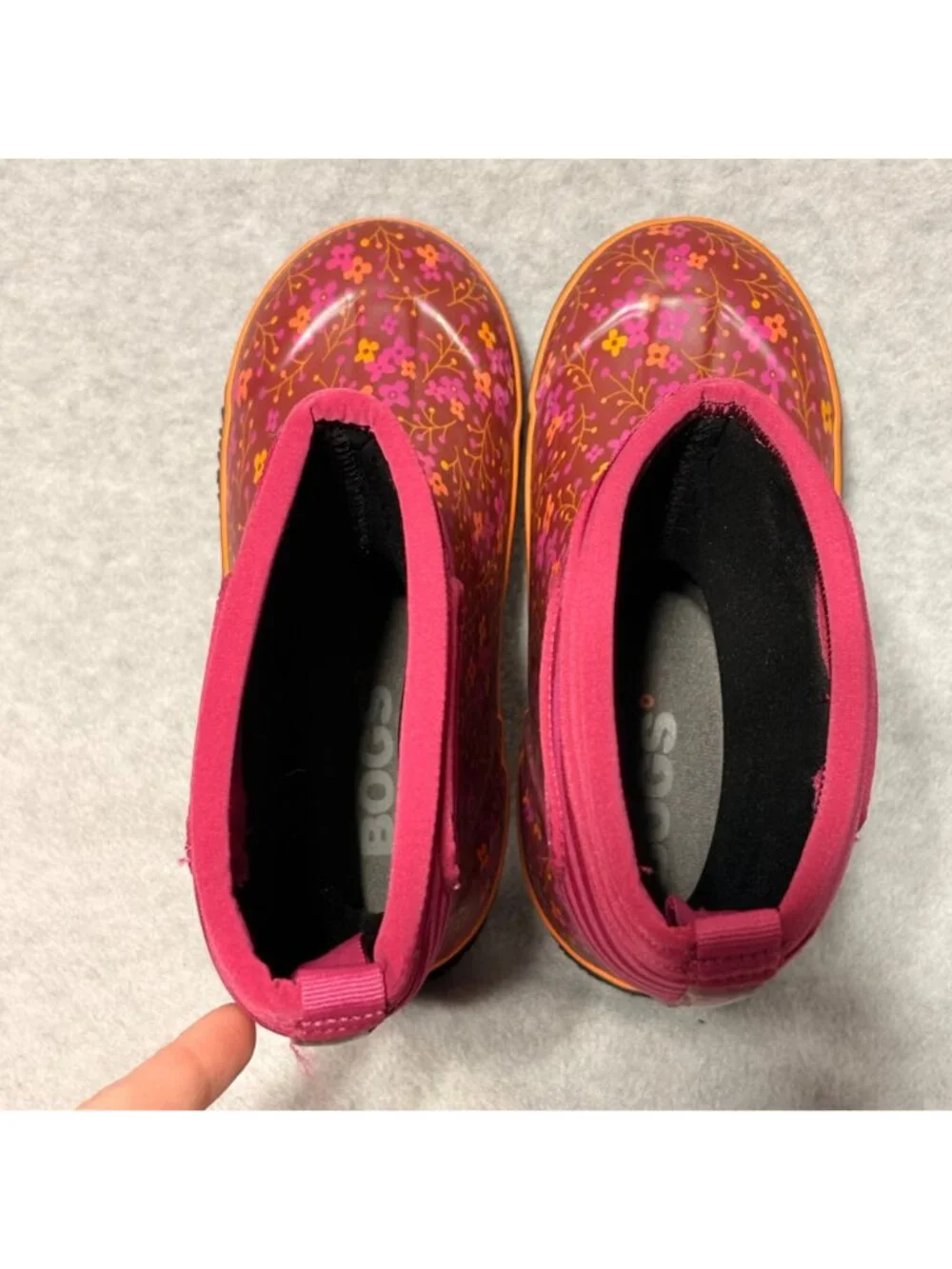 Bogs Boots Kids Sz 5 Classic Pink Flower Stripe Waterproof Winter Snow -30°F